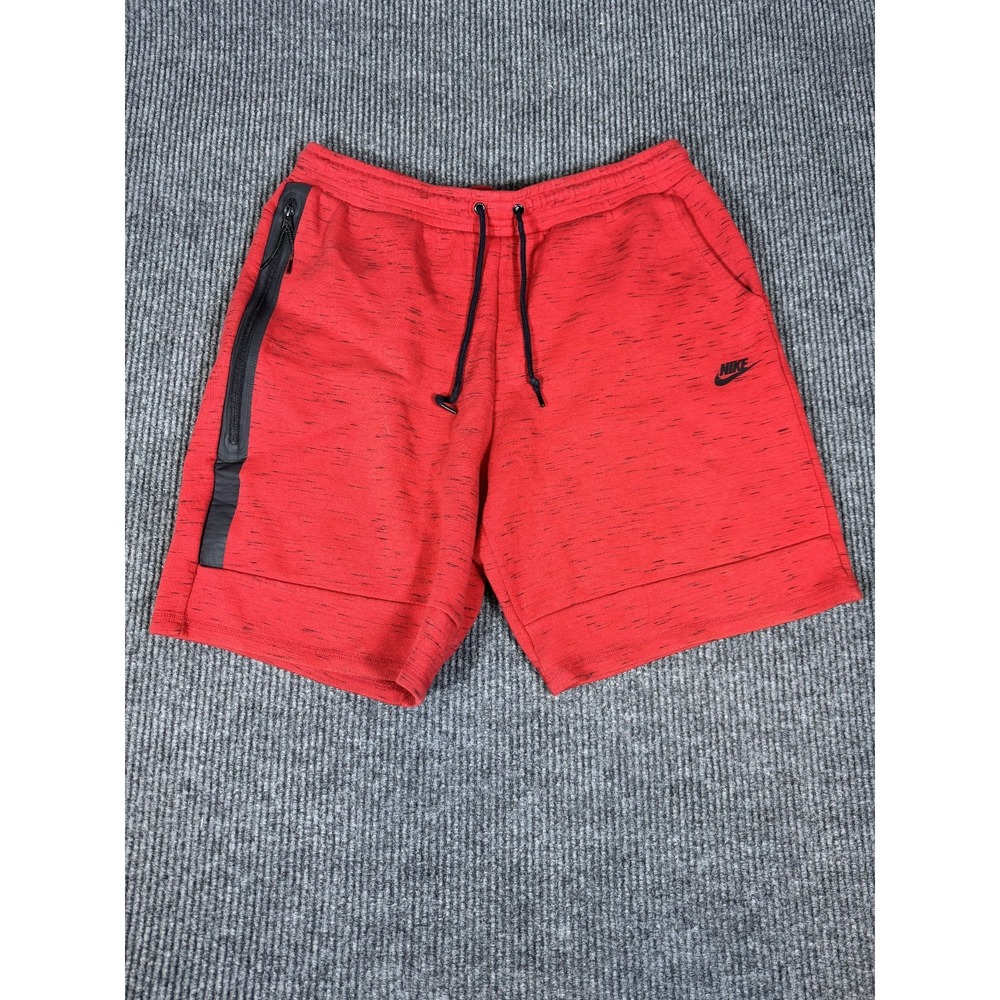 Nike Sportswear Tech Sweat Shorts 2XL Red Heather Drawstring Waist 628984-696